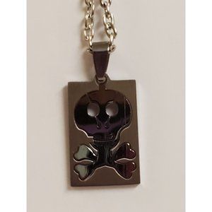 Men 2-Piece Skull 316L Surgical Steel Pendant w/18" Chain